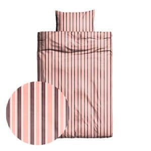 Sengetøj bomuldssatin - 140x200 cm - Ida - Pink Stripe