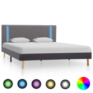 vidaXL sengestel med LED 140x200 cm stof lysegrå og mørkegrå