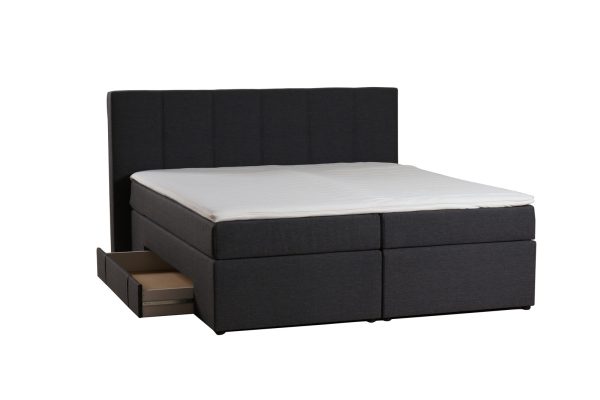 Olympic luksus håndlavet kontinentalseng med opbevaring, 7 zoner 140x200 Medium (under 80 kg) Medium Antracitgrå
