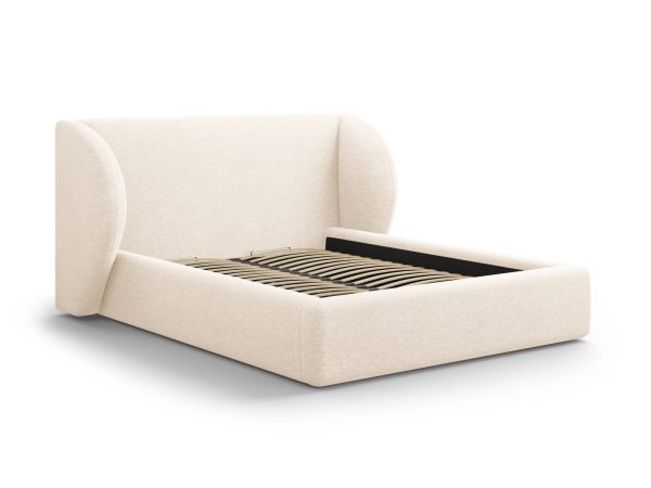 MICADONI Miley sengeramme, m. sengegavl og lameller - beige chenille (140x200)