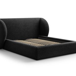MICADONI Miley sengeramme, m. sengegavl og lameller - sort chenille (140x200)