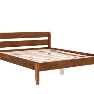 NORDVÄRK Venus v2 sengeramme, m. sengegavl og lamelbund - valnødfarvet grantræ/fyrretræ (140x200)