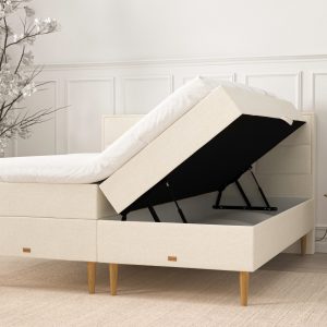 SÖVNN Klara Boxseng Med Opbevaring - 140x200 - Lys beige