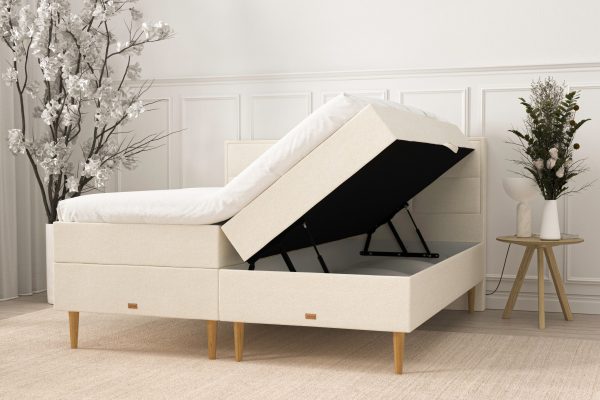 SÖVNN Klara Boxseng Med Opbevaring - 140x200 - Lys beige
