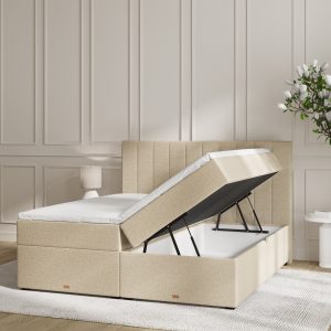 SÖVNN Ronja Boxseng Med Opbevaring - 140x200 - Lys beige