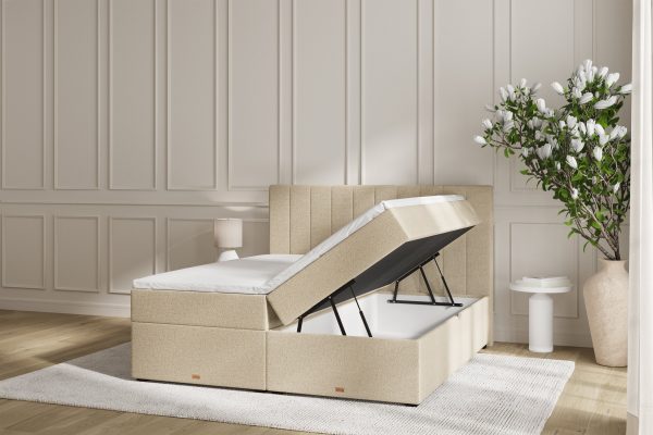 SÖVNN Ronja Boxseng Med Opbevaring - 140x200 - Lys beige