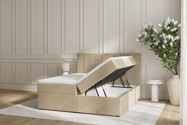 SÖVNN Ronja Boxseng Med Opbevaring - 140x200 - Sand