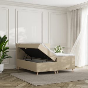 SÖVNN Thea Boxseng Med Opbevaring - 140x200 - Lys beige