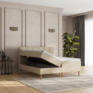 SÖVNN Zara Boxseng Med Opbevaring - 140x200 - Lys beige