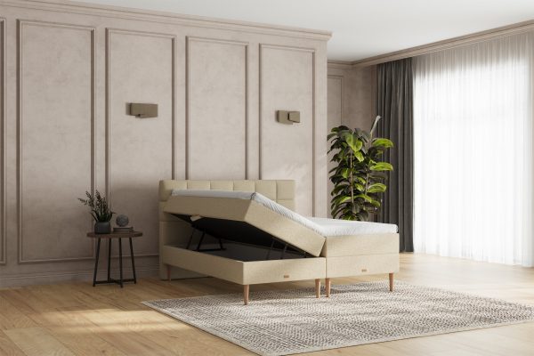 SÖVNN Zara Boxseng Med Opbevaring - 140x200 - Lys beige