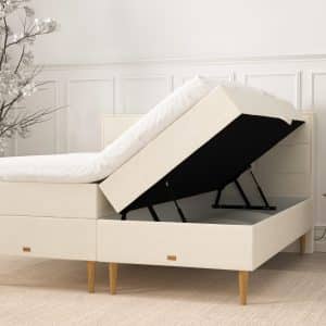 SÖVNN Alma Boxseng Med Opbevaring - 140x200 - Lys beige