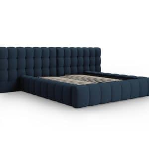 MICADONI Mamaia sengeramme, m. dobbelt sengegavl og opbevaring - blå struktur stof (140x200)