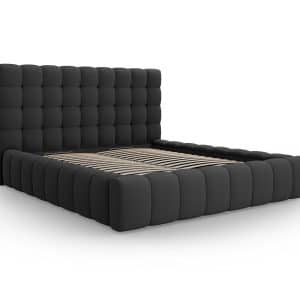 MICADONI Mamaia sengeramme, m. sengegavl og opbevaring - mørkegrå struktur stof (140x200)