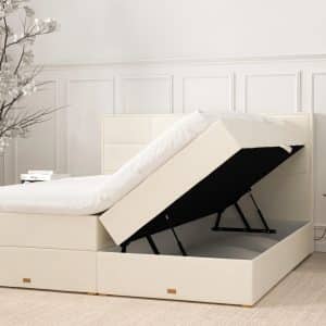 SÖVNN Nova Boxseng Med Opbevaring - 140x200 - Lys beige