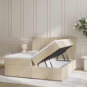 SÖVNN Ronja Boxseng Med Opbevaring - 140x200 - Lys beige